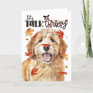 Thanksgiving Goldendoodle Dog Let's Talk Turkey Holiday Card