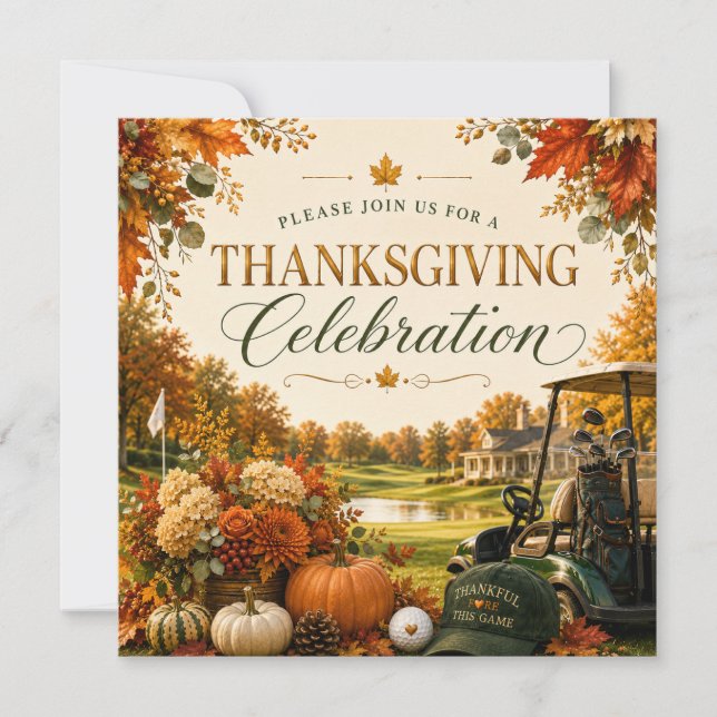 Thanksgiving Golf Celebration Invitation  (Front)