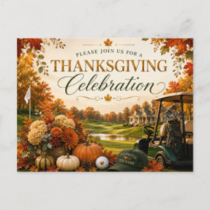 Thanksgiving Golf Celebration Invitation  Postcard