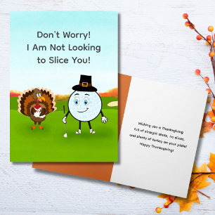 Thanksgiving Golf with Turkey & Golf Ball Card