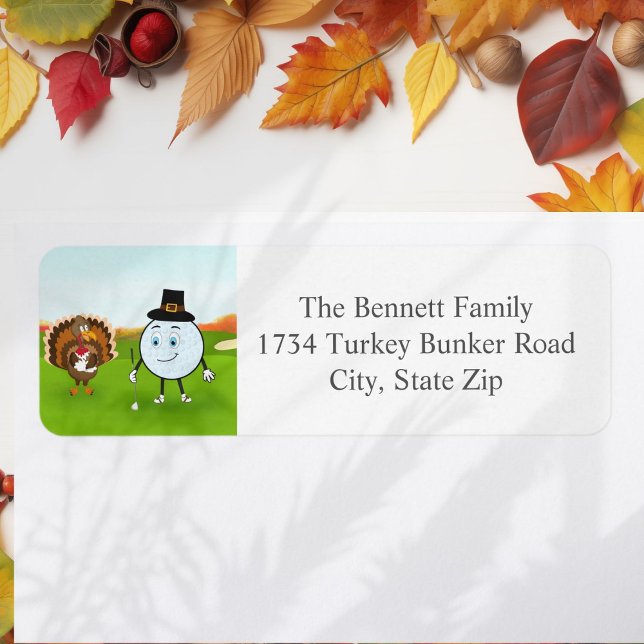 Thanksgiving Golf with Turkey & Golf Ball Label (Creator Uploaded)