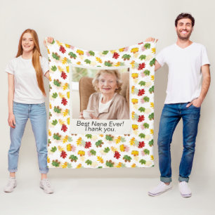 Thanksgiving Grandparents Gift Fall Leave Colorful Fleece Blanket