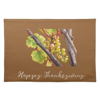 Thanksgiving grapes on the vine branches cloth placemat