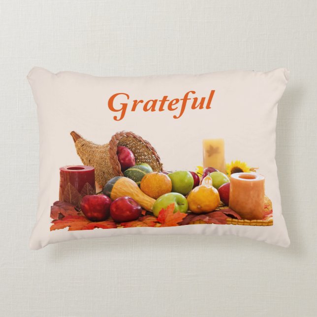 Thanksgiving Grateful Accent Pillow (Front)