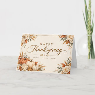 Thanksgiving Grateful Autumn Florals Holiday Card