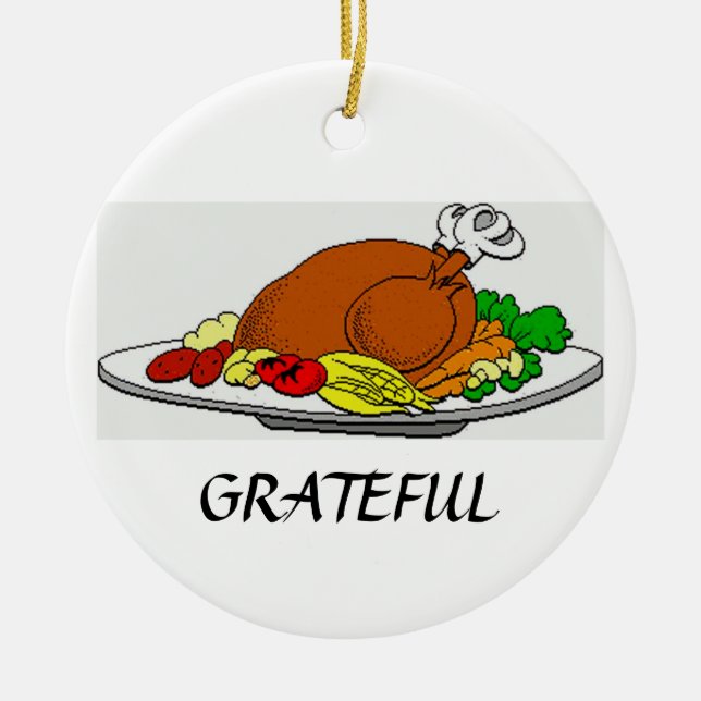 Thanksgiving Grateful Turkey Ornament (Front)