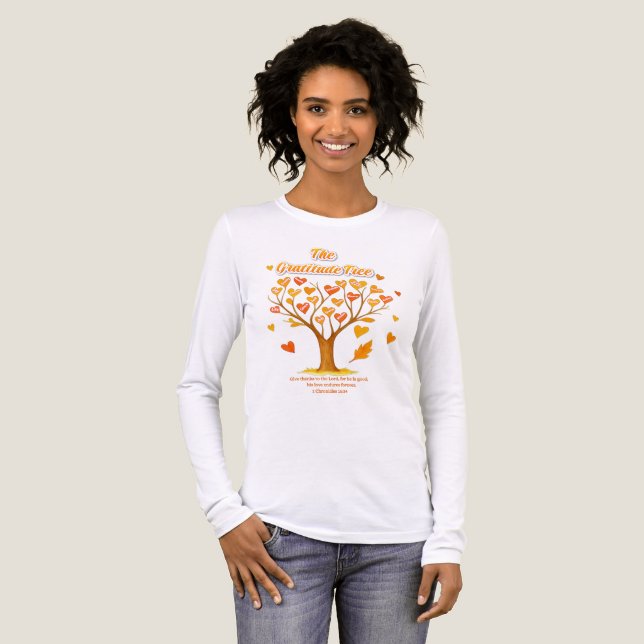 Thanksgiving Gratitude Tree Bella+Canvas T-Shirt Tri-Blend Shirt (Front Full)