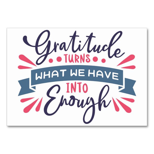 Thanksgiving Gratitude Turns What We Have Enough Table Number (Front)
