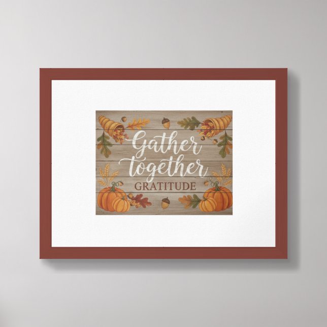 “Thanksgiving gratitude wall art: ‘Gather Together Framed Art (Framed Front)