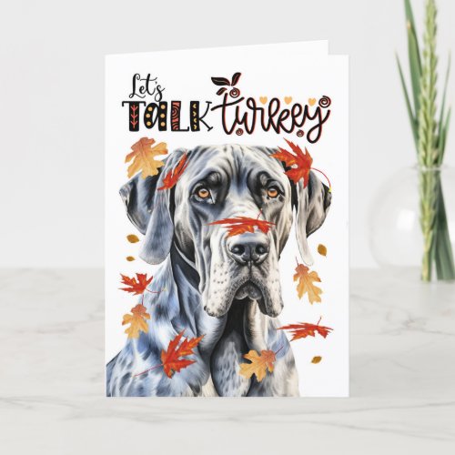 Thanksgiving Great Dane Dog Lets Talk Turkey Holiday Card