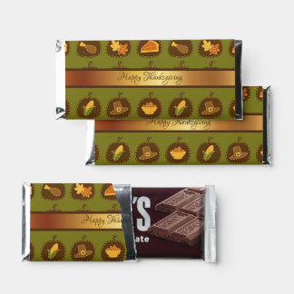 Thanksgiving Green & Gold Monogram Hershey Bar Favors