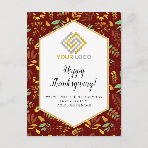 Thanksgiving Greenery Logo Business Postcard