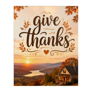 Thanksgiving greeting with a background Flat Card Acrylic Print