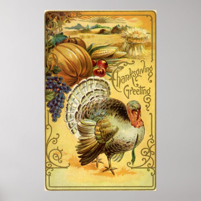 Thanksgiving Greeting with a Turkey Posters