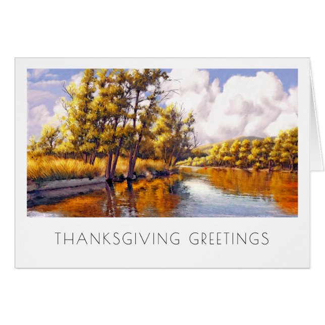 Thanksgiving Greetings. Autumn Scenery Card (Front Horizontal)