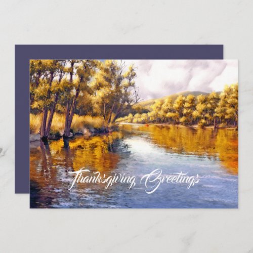 Thanksgiving Greetings Autumn Scenery  Holiday Card