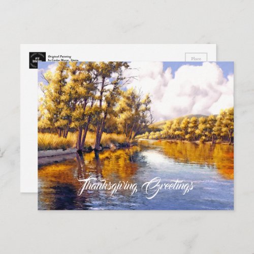 Thanksgiving Greetings Autumn Scenery Holiday Postcard