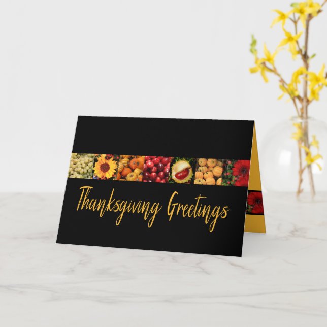 Thanksgiving Greetings Colorful Autumn Collage Card (Yellow Flower)
