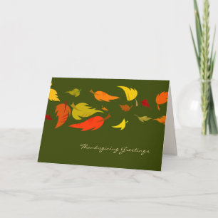 Thanksgiving Greetings Falling Leaves Holiday Card