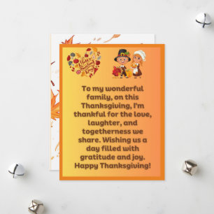 Thanksgiving Greetings for Your Beloved Family Holiday Card