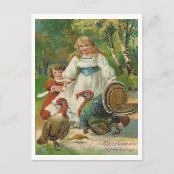Thanksgiving Greetings Holiday Postcard by thedustyattic at Zazzle