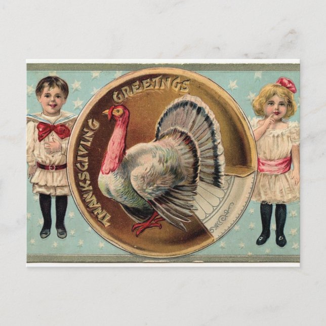Thanksgiving Greetings Holiday Postcard (Front)