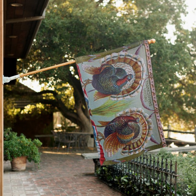Thanksgiving Greetings House Flag (In SItu)