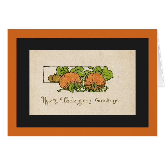 Thanksgiving Greetings  Pumpkin Art Deco Greeting Cards