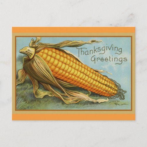 Thanksgiving Greetings Vintage Fall Harvest Postcard