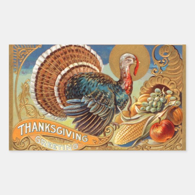 Thanksgiving Greetings Vintage Sticker
