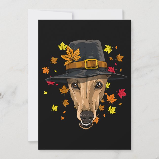 Thanksgiving Greyhound Pilgrim Costume Men Women Holiday Card (Front)