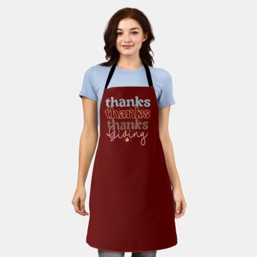 Thanksgiving groovy typography design 2 apron