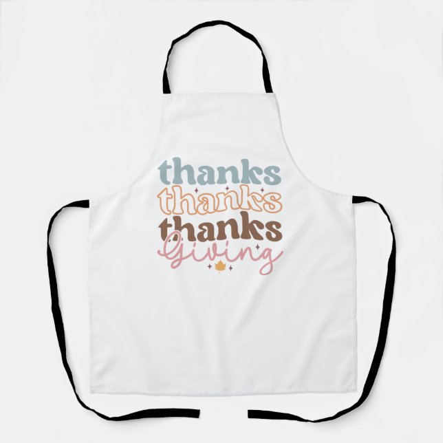 Thanksgiving groovy typography design apron (Front)