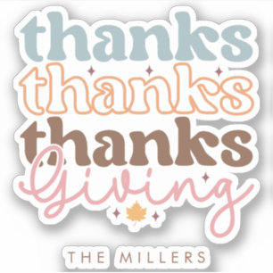 Thanksgiving groovy typography design sticker