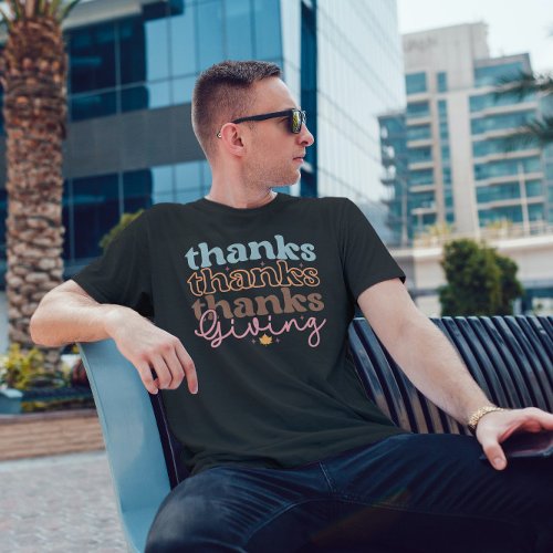 Thanksgiving groovy typography design T_Shirt