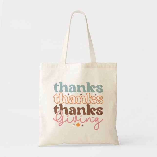 Thanksgiving groovy typography design tote bag (Front)