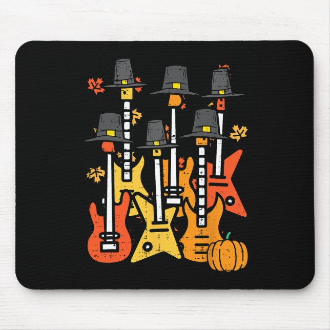 Thanksgiving Guitars Fall Rock Music Riocker Men B Mouse Pad (Front)