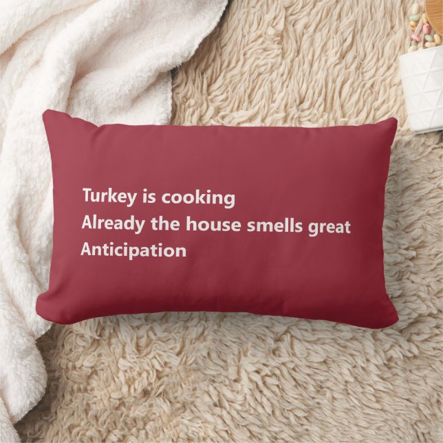 Thanksgiving Haiku Poem Minimal Burgundy Red Lumbar Pillow (Blanket)