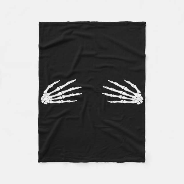 Thanksgiving Halloween Fall Scary Skeleton Skull H Fleece Blanket (Front)
