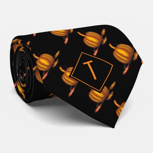 Thanksgiving  Halloween  PUMPKIN  Monogram Neck Tie