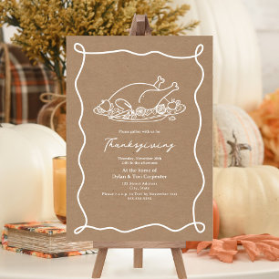 Thanksgiving Hand Drawn Turkey Invitation
