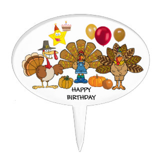 thanksgiving happy birthday cake topper