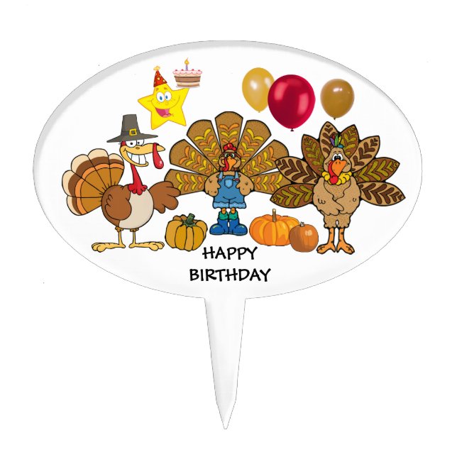 thanksgiving happy birthday cake topper (Front)
