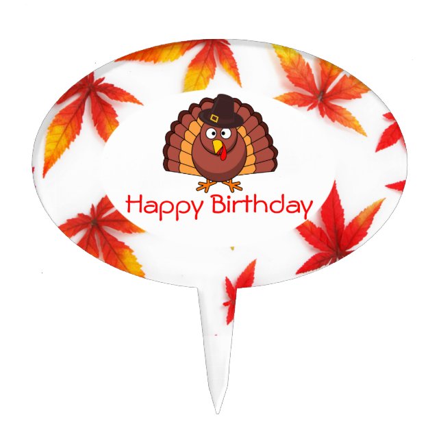 Thanksgiving Happy Birthday Cake Toppers (Front)
