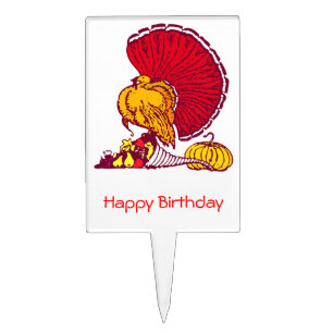 Thanksgiving Happy Birthday Cake Toppers - Turkey