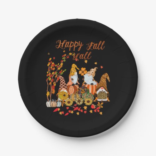 Thanksgiving Happy Fall Yall Gnome Leopard Paper Plates