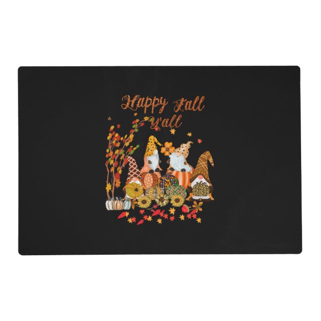 Thanksgiving Happy Fall Yall Gnome Leopard Placemat (Front)