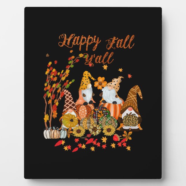 Thanksgiving Happy Fall Yall Gnome Leopard Plaque (Front)