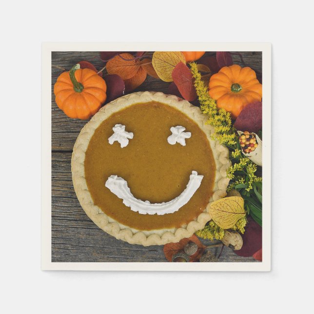 Thanksgiving Happy Pumpkin Pie Napkins (Front)