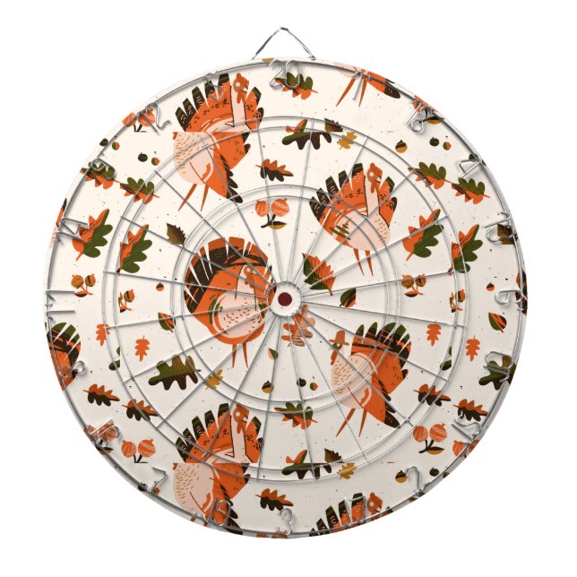 Thanksgiving Happy Turkey Day pattern gift Dart Board (Front)